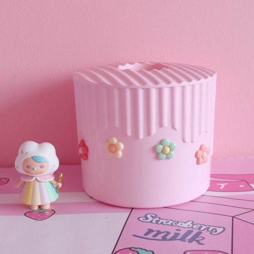 粉色少女心泫雅風小花朵紙巾盒臥室軟妹塑膠方形卷紙盒車用抽紙盒 粉色少女心泫雅風小花朵紙巾盒臥室軟妹塑膠方形卷紙盒車用抽紙盒