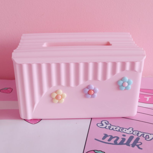 粉色少女心泫雅風小花朵紙巾盒臥室軟妹塑膠方形卷紙盒車用抽紙盒 粉色少女心泫雅風小花朵紙巾盒臥室軟妹塑膠方形卷紙盒車用抽紙盒