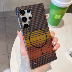 超薄無邊框適用三星S25Ultra手機殼碳纖維紋磁吸S24U膚感凱夫拉