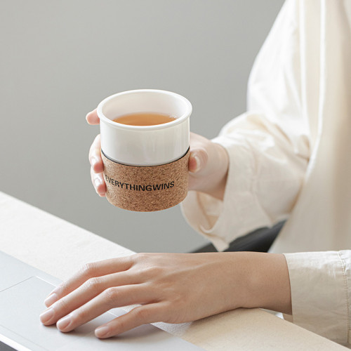 德化白瓷茶杯羊脂玉大號主人杯防燙隔熱半刻咖啡杯家用喝水杯子