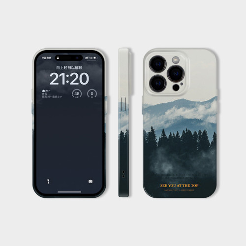 適用iPhone16蘋果15promax手機殼新款14華爲菲林高山遠景質感
