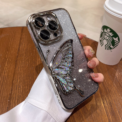 流沙蝴蝶適用蘋果16promax手機殼iphone15pro透明高級感13新款