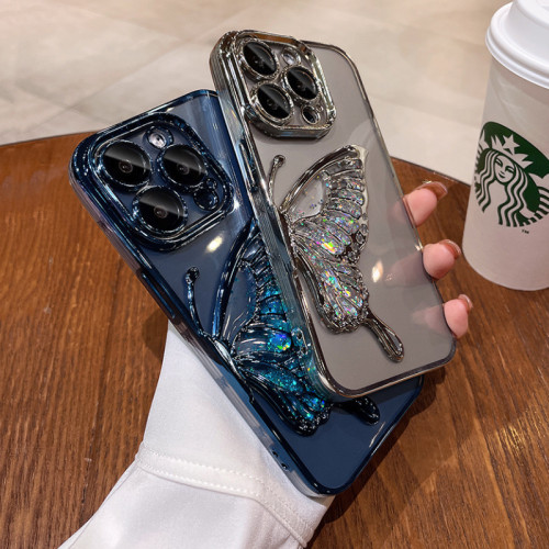流沙蝴蝶適用蘋果16promax手機殼iphone15pro透明高級感13新款