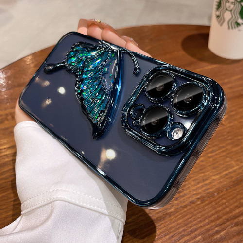 流沙蝴蝶適用蘋果16promax手機殼iphone15pro透明高級感13新款