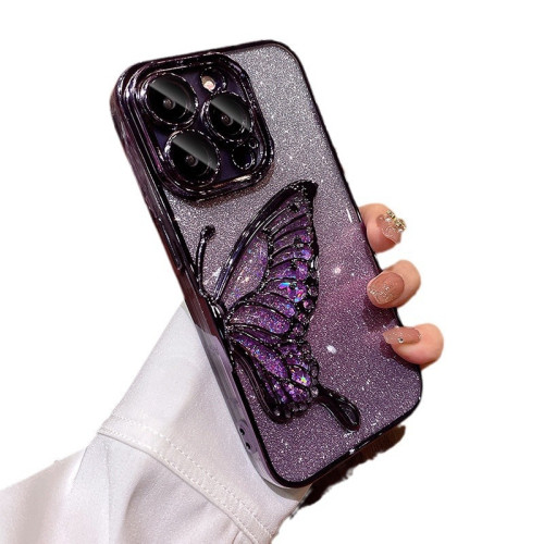 流沙蝴蝶適用蘋果16promax手機殼iphone15pro透明高級感13新款