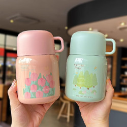 三福保溫牛奶杯豆漿杯早餐杯帶粥杯可攜式外帶杯子小2025新款帶蓋勺