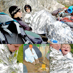 戶外救生應急毯地震應急包急救睡袋保溫救生毯保溫毯防潮地墊銀色