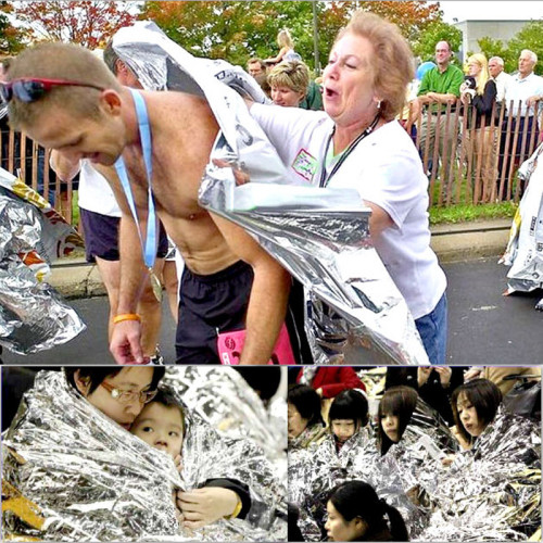 戶外救生應急毯地震應急包急救睡袋保溫救生毯保溫毯防潮地墊銀色