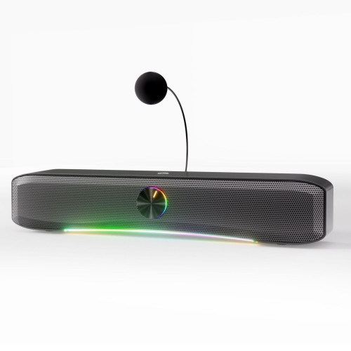 E3600電腦音響桌面炫彩燈效條形音箱遊戯電競桌上型帶麥克風一體