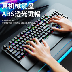 龍衛士AK104青軸紅軸鍵盤電競遊戯電腦有線辦公RGB背光真機械鍵盤