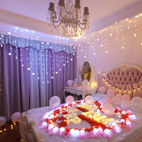 發光滿天星星愛心窗簾冰條LED彩燈七夕求婚表白氛圍室內布置裝飾 發光滿天星星愛心窗簾冰條LED彩燈七夕求婚表白氛圍室內布置裝飾