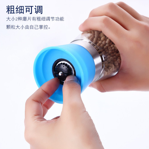 彩色玻璃研磨器鬍椒花椒手動咖啡磨粉器廚房調料瓶磨粉瓶