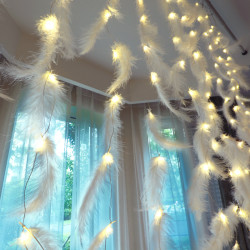 閃光羽毛星星冰條LED彩燈串七夕表白求婚氛圍房間窗簾布置裝飾品