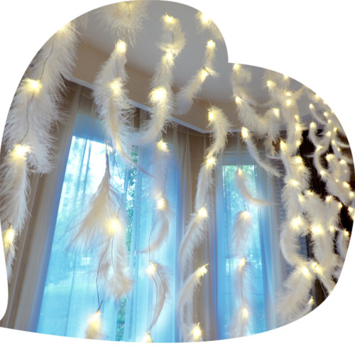 閃光羽毛星星冰條LED彩燈串七夕表白求婚氛圍房間窗簾布置裝飾品 閃光羽毛星星冰條LED彩燈串七夕表白求婚氛圍房間窗簾布置裝飾品