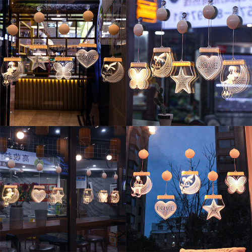 發光蝴蝶吸盤led彩燈掛件七夕情人節氛圍室內櫥窗裝飾布置掛飾 發光蝴蝶吸盤led彩燈掛件七夕情人節氛圍室內櫥窗裝飾布置掛飾