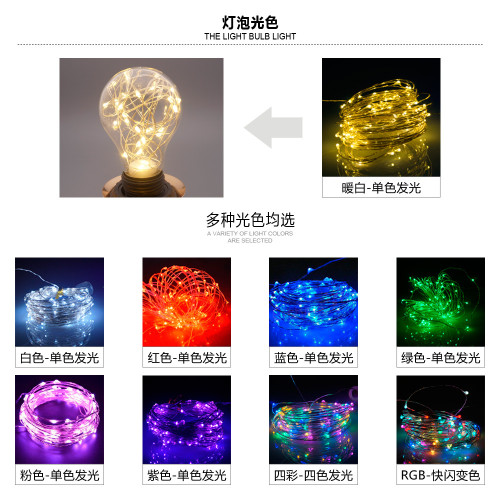 LED銅線燈泡玻璃A60E272.4m24珠節日喜慶聖誕氛圍裝飾燈暖光