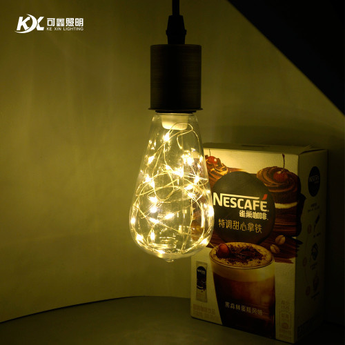 LED銅線燈泡塑膠ST64E272.4m24珠暖光節日喜慶聖誕裝飾燈