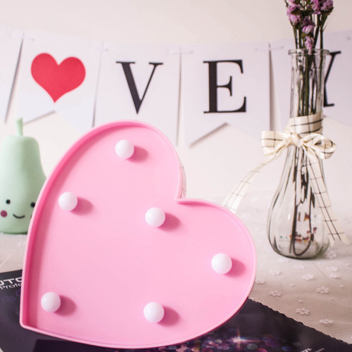 led粉色紅色大小愛心造型燈小夜燈ins臥室房間結婚慶