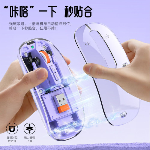 M136透明無線藍牙三模滑鼠可充電磁吸創意禮品筆記型電腦辦公滑鼠 M136透明無線藍牙三模滑鼠可充電磁吸創意禮品筆記型電腦辦公滑鼠