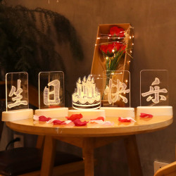 發光亞克力生日快樂led燈牌擺件室內桌面氛圍場景裝飾布置小夜燈