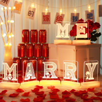 發光marryme字牌燈擺件求婚七夕浪漫氛圍感布置裝飾led字母燈牌