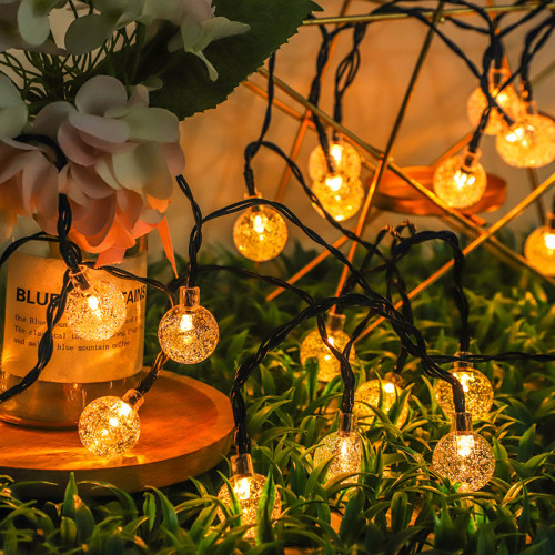 戶外露營防水太陽能燈串氣泡球天幕led水晶泡泡球彩太陽能燈串