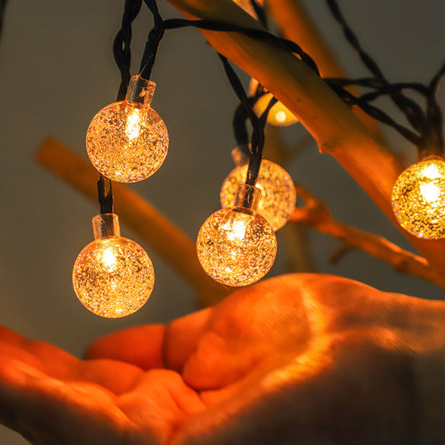 戶外露營防水太陽能燈串氣泡球天幕led水晶泡泡球彩太陽能燈串