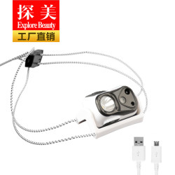 新款強光感應頭燈 迷你可攜式跑步USB充電頭燈戶外燈帶型頭燈