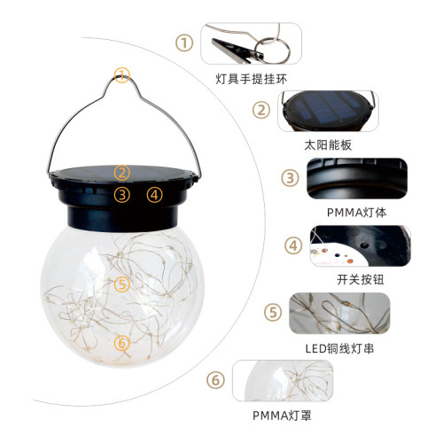 LED太陽能燈 戶外庭院掛燈銅線裝飾氛圍燈戶外防雨氛圍小夜燈公園 LED太陽能燈 戶外庭院掛燈銅線裝飾氛圍燈戶外防雨氛圍小夜燈公園