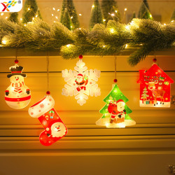 發光聖誕節雪人襪子雪花led彩燈掛飾室內氛圍裝飾布置掛件