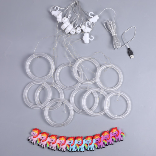 發光卡通獨角獸冰條LED彩燈串生日表白氛圍USB款房間窗簾布置裝飾 發光卡通獨角獸冰條LED彩燈串生日表白氛圍USB款房間窗簾布置裝飾