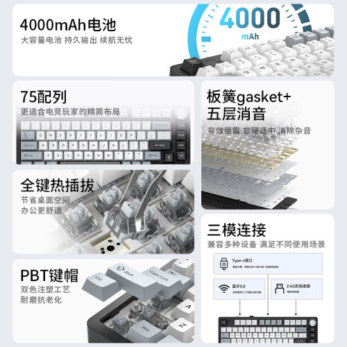 ViewSonic優派KC75客製化機械鍵盤gasket結搆全鍵熱插拔無線三模 ViewSonic優派KC75客製化機械鍵盤gasket結搆全鍵熱插拔無線三模