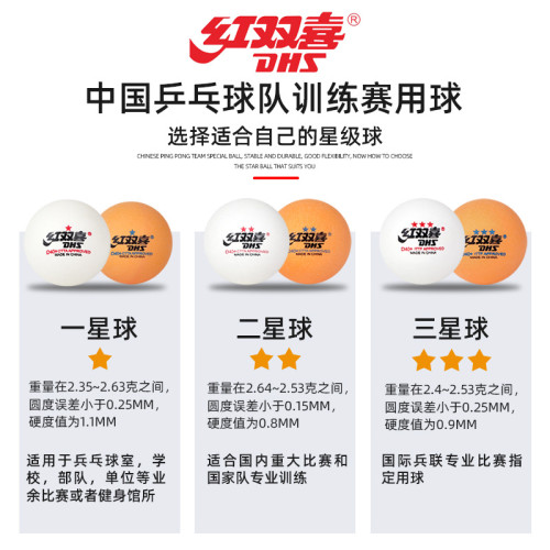 紅雙喜乒乓球3星一星二星級比賽球兵乓球新訓練球耐打球黃色白色 紅雙喜乒乓球3星一星二星級比賽球兵乓球新訓練球耐打球黃色白色