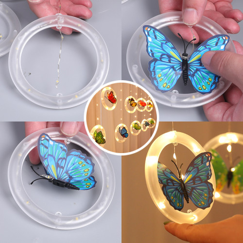 太陽能發光蝴蝶冰條LED彩燈串戶外氛圍防水銅線庭院裝飾布置掛飾