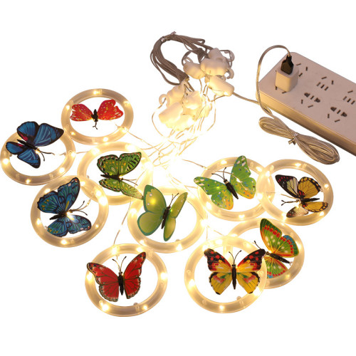 太陽能發光蝴蝶冰條LED彩燈串戶外氛圍防水銅線庭院裝飾布置掛飾