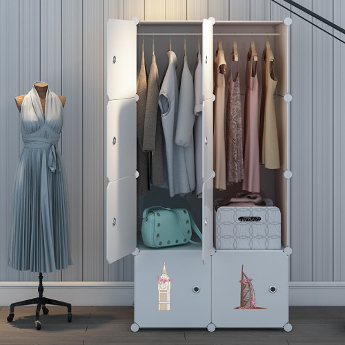 簡易衣櫃家用臥室衣櫥儲物櫃單人宿舍出租房小型組裝塑膠收納櫃子 簡易衣櫃家用臥室衣櫥儲物櫃單人宿舍出租房小型組裝塑膠收納櫃子