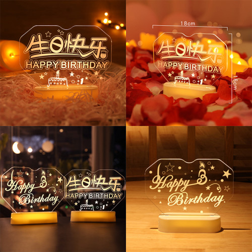 發光Happy birthday字母led彩燈牌擺件室內生日裝飾布置小夜燈 發光Happy birthday字母led彩燈牌擺件室內生日裝飾布置小夜燈