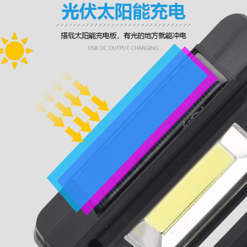 太陽能手提燈手電筒強光超亮遠射USB充電戶外探照燈露營燈