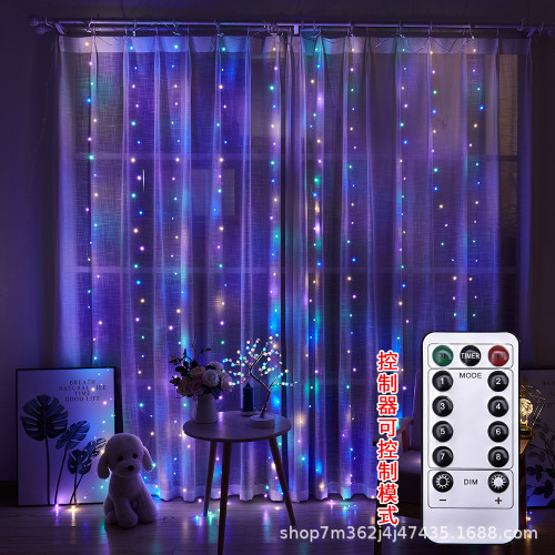 LED彩虹銅絲燈300L窗簾燈USB遙控房間背景裝飾聖誕節布置 LED彩虹銅絲燈300L窗簾燈USB遙控房間背景裝飾聖誕節布置