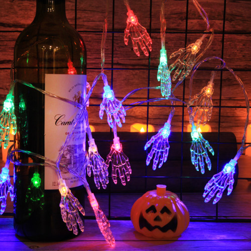 鬼節發光南瓜幽靈骷髏頭led彩燈串萬聖節室內氛圍裝飾布置掛飾