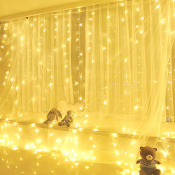 LEDUSB遙控窗簾款銅線燈串室內裝飾氛圍節時喜慶3米*3米銅線燈串