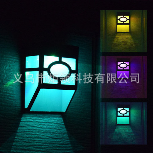 太陽能燈牆壁燈戶外花園庭院燈家用光控窗格籬笆景觀燈