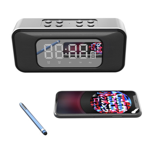 藍牙音箱時鍾雙閙鍾插卡鋁合金重低音雙喇叭音響金屬材質 藍牙音箱時鍾雙閙鍾插卡鋁合金重低音雙喇叭音響金屬材質