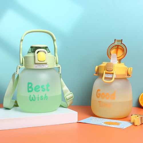 網紅大容量水杯大肚塑膠杯手提背帶吸管杯學生高顔值可攜式水壺 網紅大容量水杯大肚塑膠杯手提背帶吸管杯學生高顔值可攜式水壺