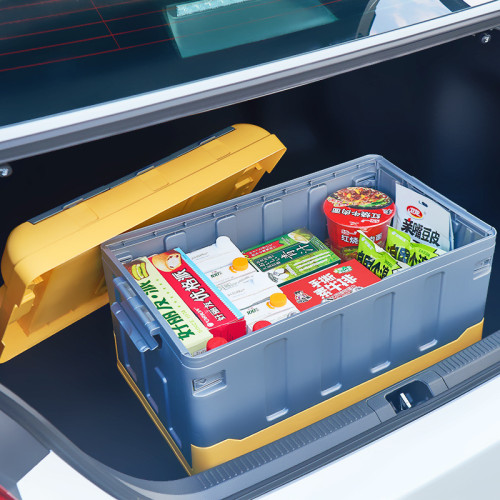 車用後備收納箱汽車置物盒車用塑膠折曡收納箱家車兩用收納箱置物