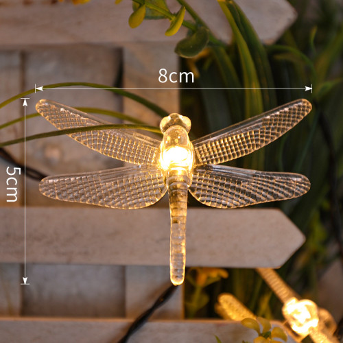 LED太陽能蜻蜓燈串戶外花園草坪串燈聖誕節日氛圍裝飾小彩燈 LED太陽能蜻蜓燈串戶外花園草坪串燈聖誕節日氛圍裝飾小彩燈