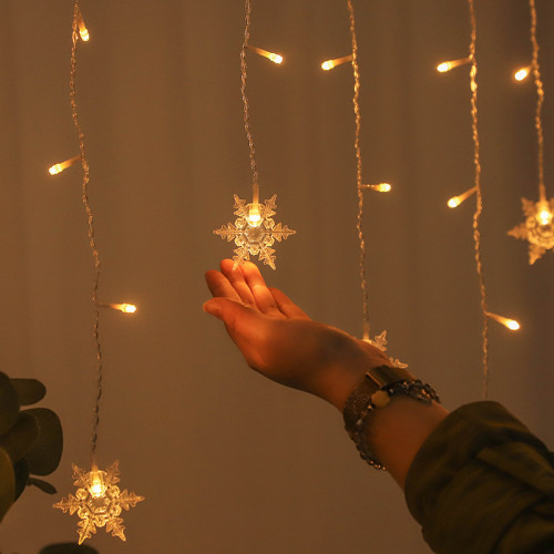 可加工冰條燈聖誕裝飾燈LED雪花窗簾燈節慶裝飾雪花彩燈燈串