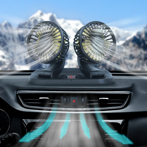 車用雙頭折曡風扇可旋轉調節汽車電風扇創意車內遙控溫度顯示風扇 車用雙頭折曡風扇可旋轉調節汽車電風扇創意車內遙控溫度顯示風扇