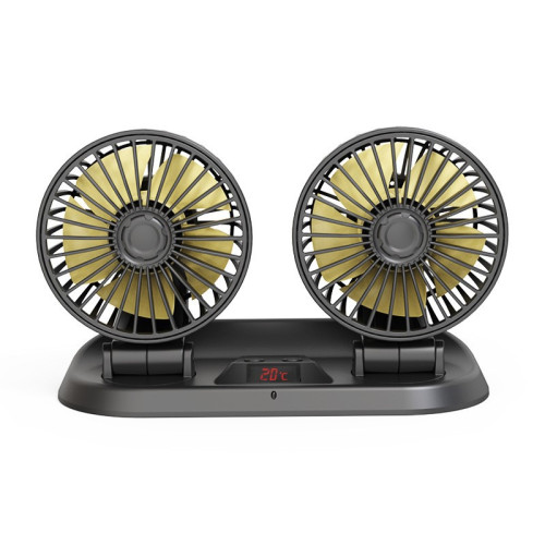 車用雙頭折曡風扇可旋轉調節汽車電風扇創意車內遙控溫度顯示風扇 車用雙頭折曡風扇可旋轉調節汽車電風扇創意車內遙控溫度顯示風扇