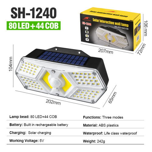 太陽能壁燈LED人體感應圍牆戶外庭院燈花園別墅照明防水路燈 太陽能壁燈LED人體感應圍牆戶外庭院燈花園別墅照明防水路燈